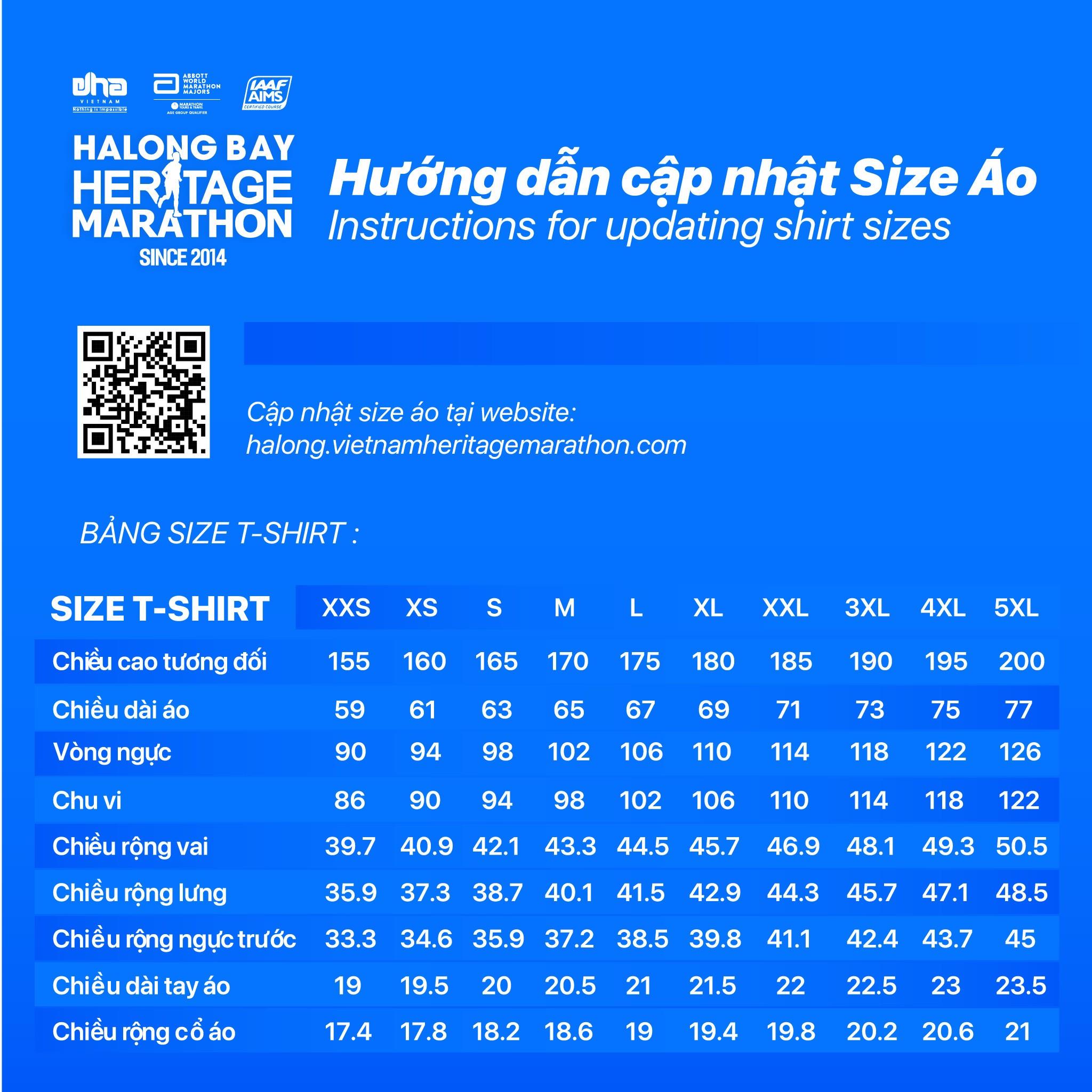 Hướng dẫn cập nhật Size Áo – Halong Bay Heritage Marathon2024